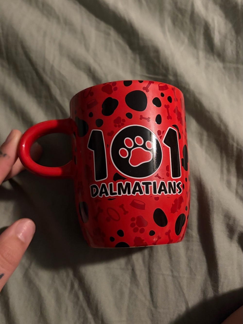 Disney 101 Dalmatians Red Ceramic Mug with Paw Print Design